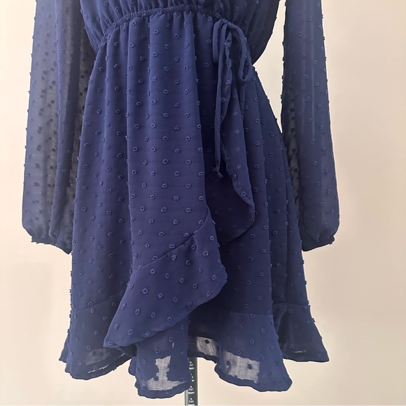 Altar’d State navy long sleeve wrap midi dress size small - Picture 9 of 10